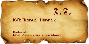 Kákonyi Henrik névjegykártya
